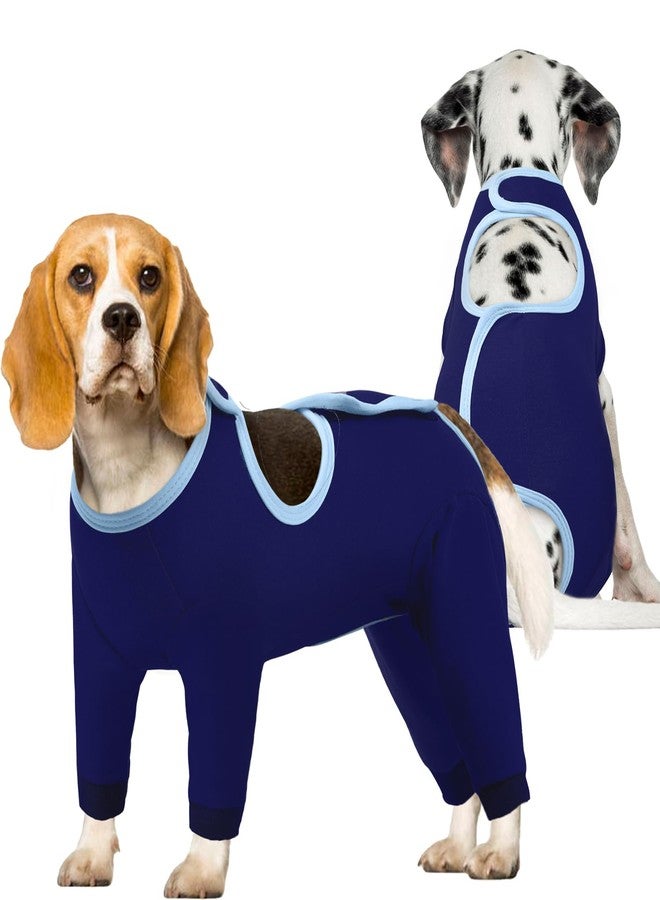 IDOMIK Dog Recovery Suit After Surgery,Long Sleeve Dog Surgical Onesie for Surgery,Soft Breathable Pet Pajamas Anti Shedding,Adjustable Bodysuit Prevent Licking Wound,Cone Collar Alternative,Blue,M - Image 1